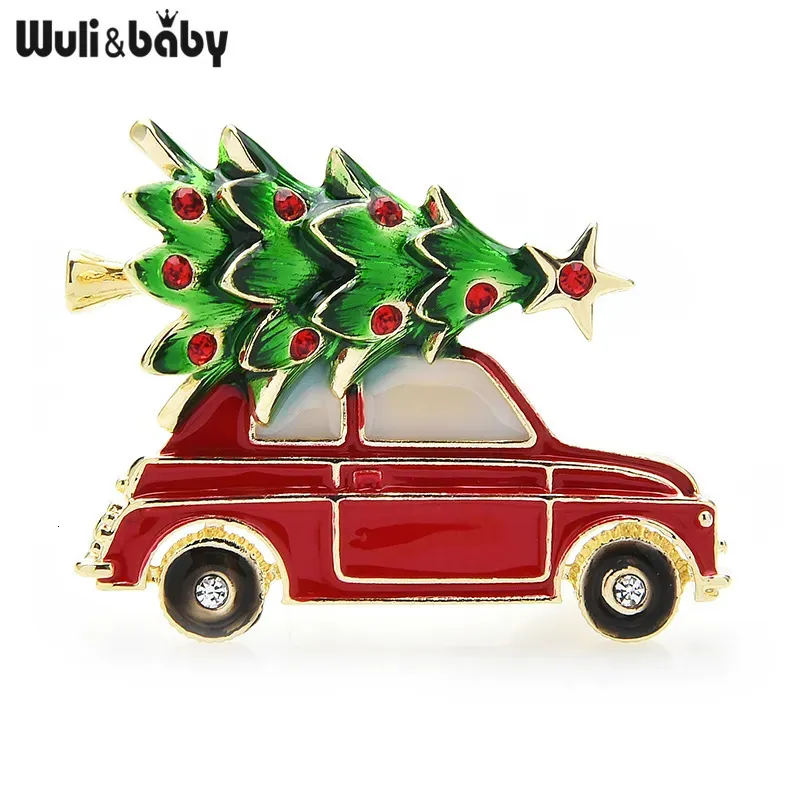 Wuli Baby Jahr Emaille Auto Weihnachtsbaum Brosche Pins Frauen Mode Schmuck Geschenk Trendy Broschen 231109_voghion.com