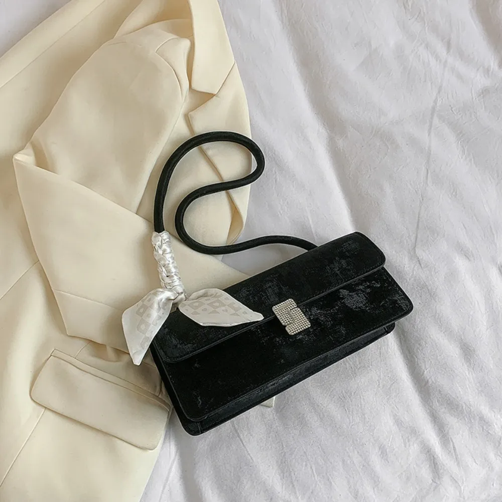Retro Silk Scarf Lady Shoulder Underarm Casual Commuting Handbag Minimalist Business Women's Banquet Bag_voghion.com