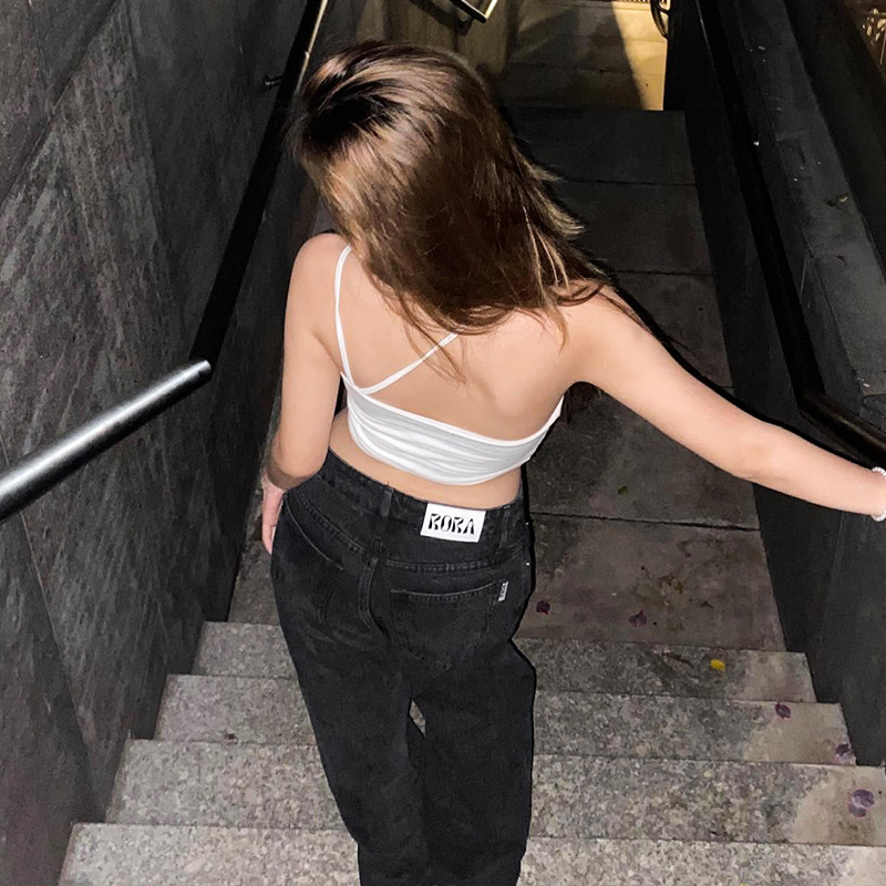 M22TP643 ins Inner Tank Women's Slim Fit Solid Color Sexy Open Back Wrap Top_voghion.com