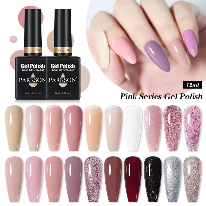 Parkson Gel Nail Polish Semipermanente UV Varnish Hybrid Pink Glitter Gel Vernici Gel Polish Manicure Top Coat Nail Art