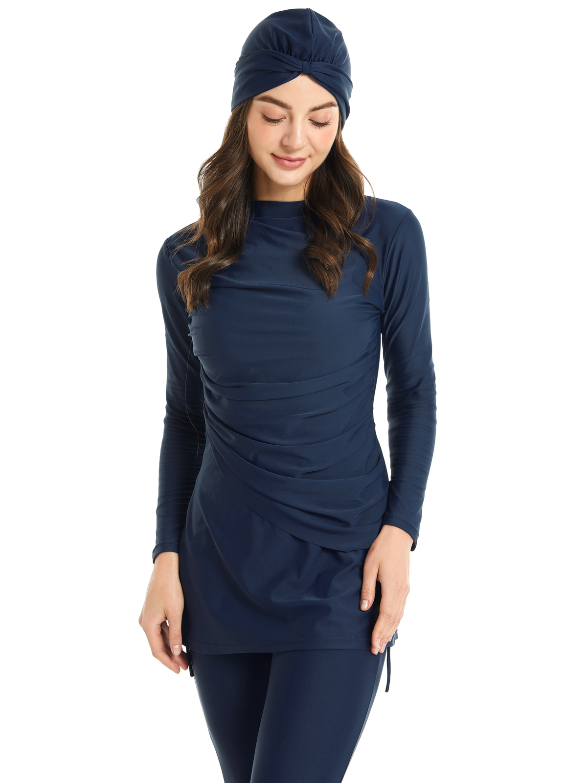Beskjeden muslimsk badetøy Helsvart Burkinis Islam Badedrakt Bikini Full dekning Hijab Beachwear Badetøy Plus Size 3 STK_voghion.com