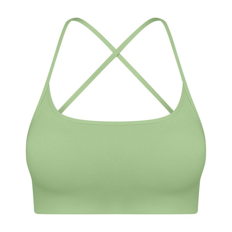 New Cross Back Fine Shoulder Strap For Women's Fiess High Elastic Breathable Pilates Yoga Sports Bra_voghion.com