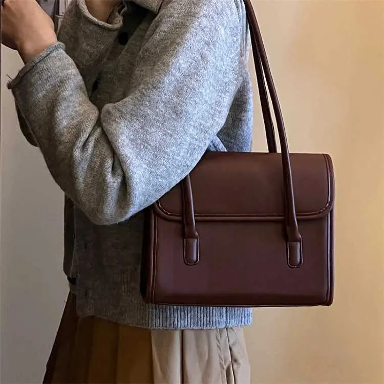 Designer-Tasche, einfarbig, Retro-Textur, Schultertasche, tägliche Erinnerung für Studenten. Hochwertige neue Damenhandtasche aus PU-Leder_voghion.com