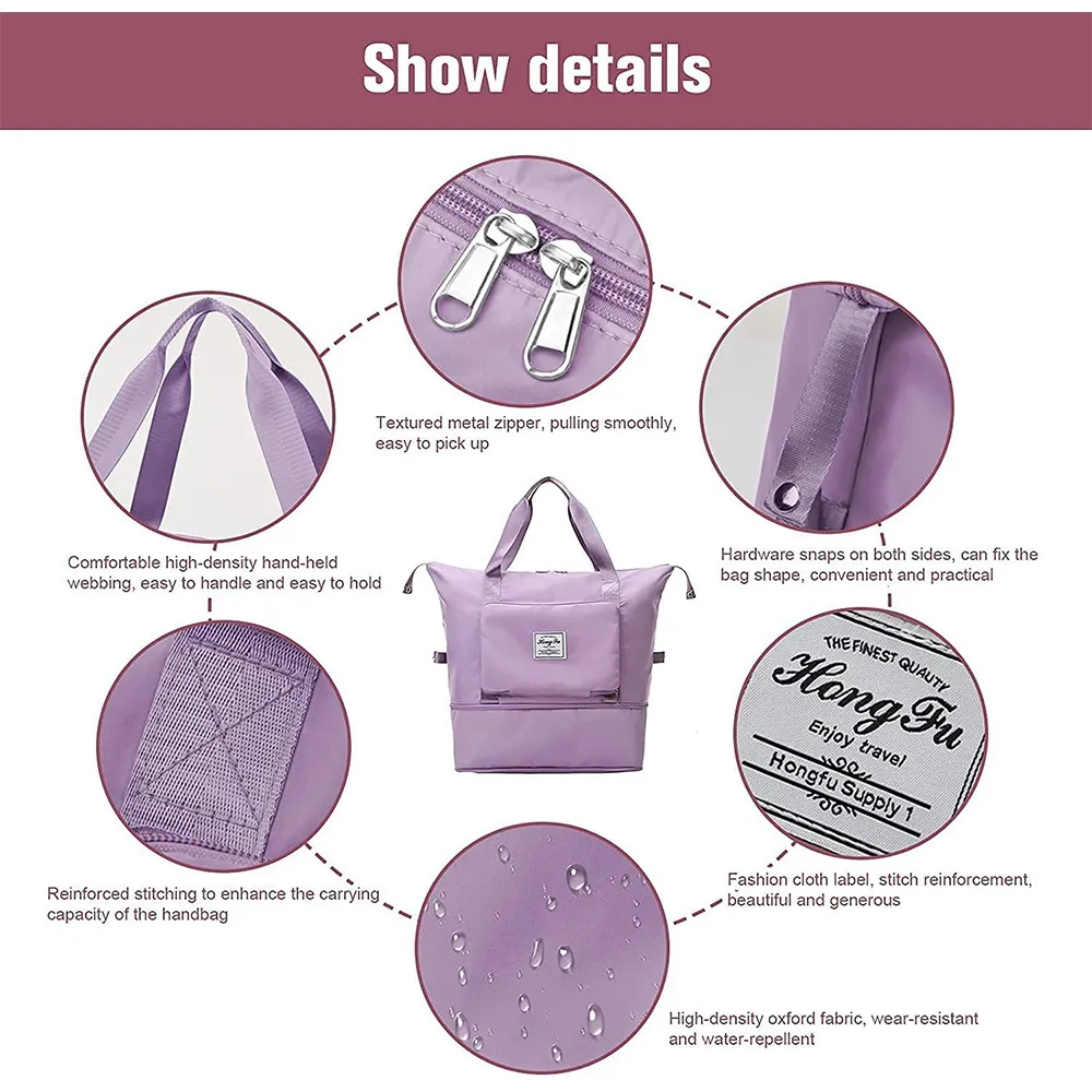 Shoulder Travel Bag Lage Organizer Large Capacity Foldable Duffle Handbags Women Training Gym Yoga Camping Daily Storage_voghion.com