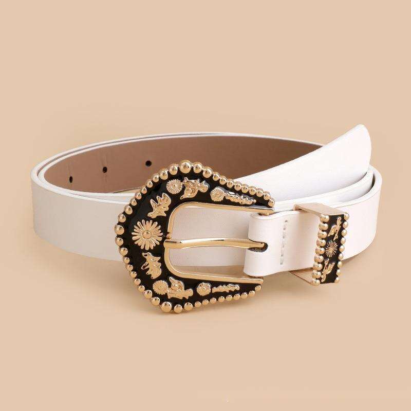 New Women's Needle Buckle Belt Black Decorative Carved Punk Style Jeans With Eye Bags For Women_voghion.com