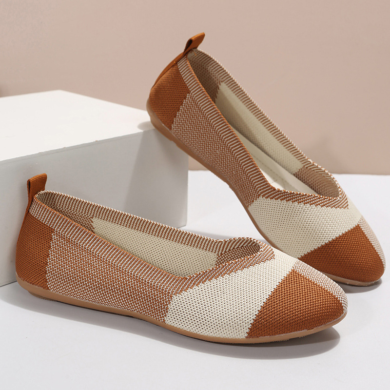 Women's matching color light mouth round head lazy loafers_voghion.com