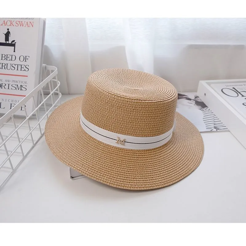 Stréi einfach flaach M Buschtaf elegant wäiss englesch Top Fra Summer Schutz Mier Resort Sonnehut_voghion.com