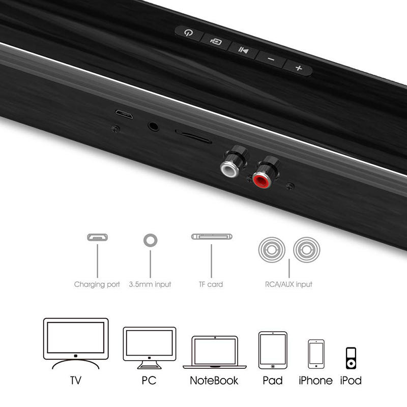 40W TV Soundbar Wired and Wireless Bluetooth Home Surround SoundBar for PC Theater TV Speaker with FM Radio Music Center Column_voghion.com