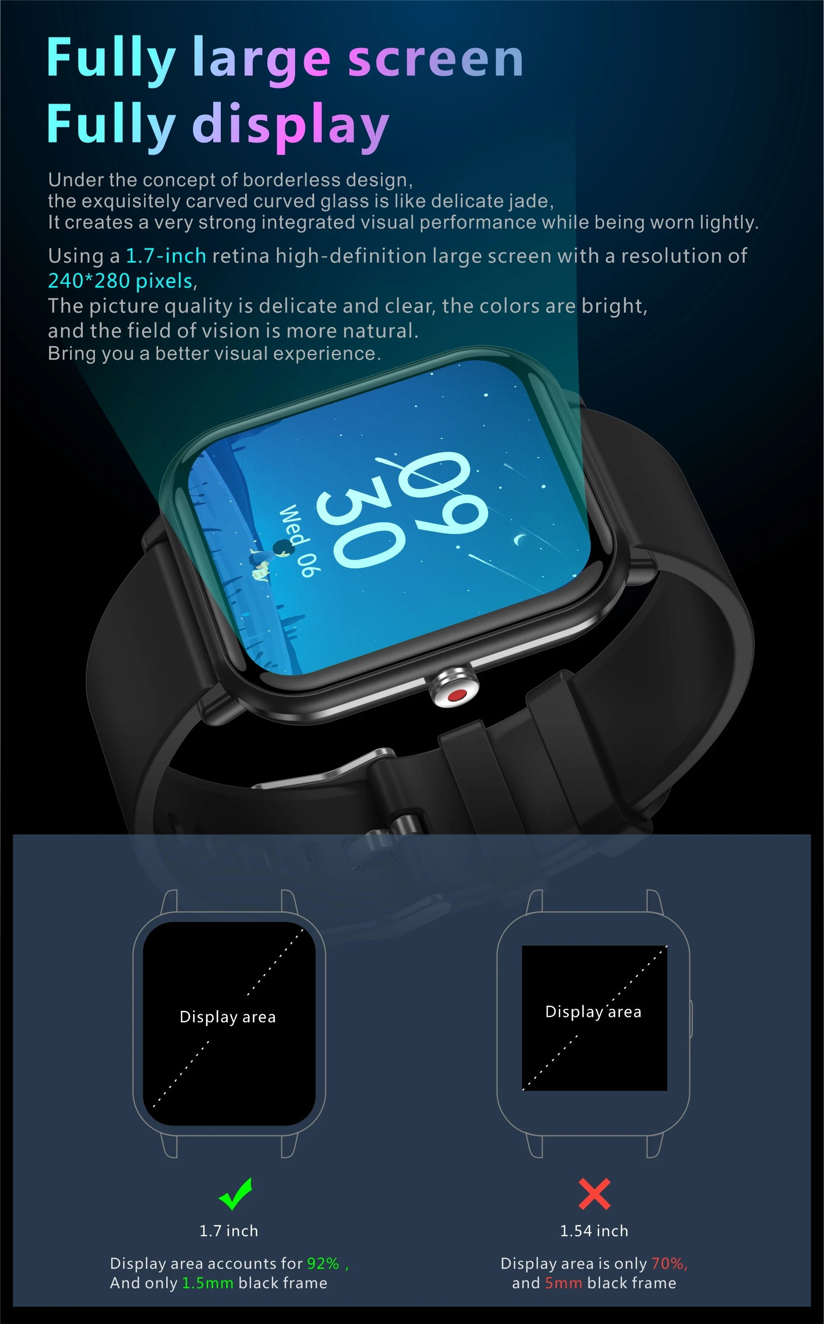 SmartWatch, Fitness Tracker with 24 Sports Modes, Monitor Step Calorie Counter, 1.7" Touch screen Smartwatch Fitness Watch for Android iPhone_voghion.com
