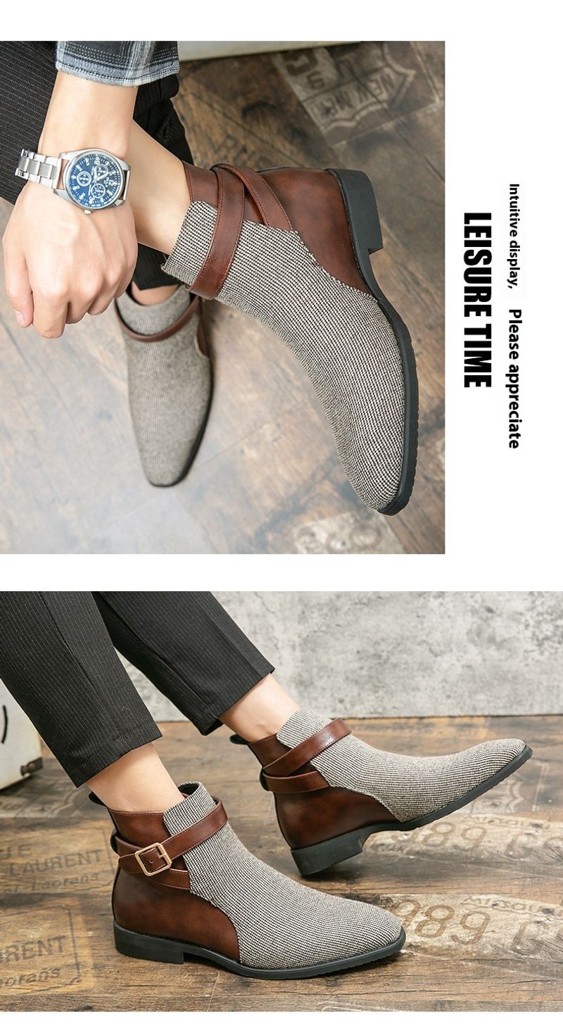 Große High-Top-Schuhe, trendige Lederstiefel für Herren in koreanischer Version, personalisierte britische Freizeitstiefel mit Schnalle_voghion.com
