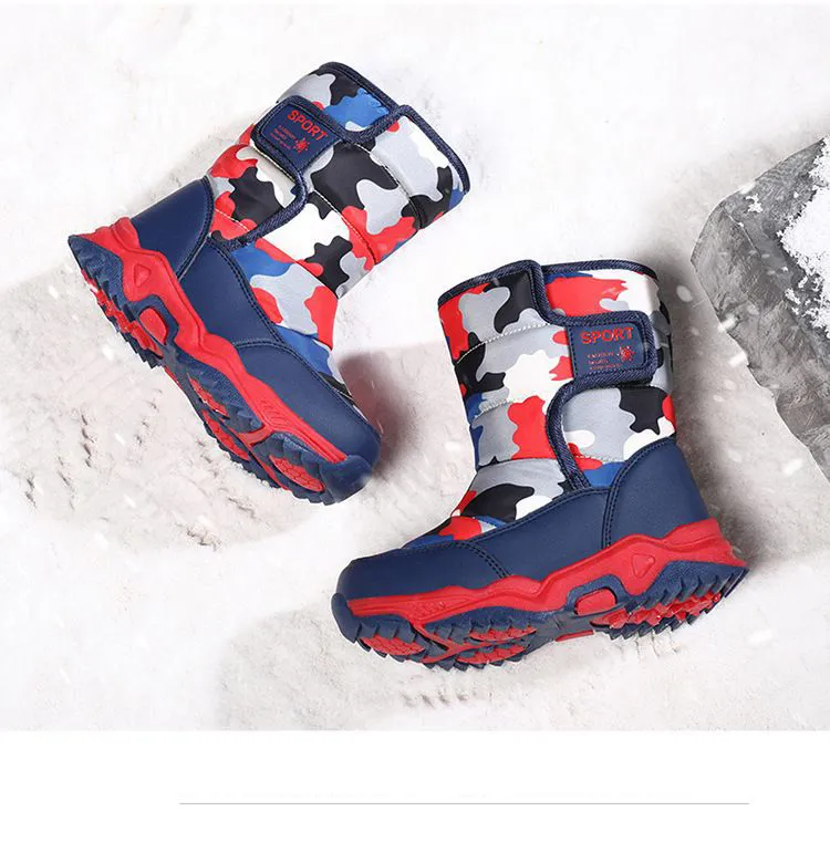 Winter Kids Plush Waterproof Fabric Non-Slip Girls Boys Rubber Sole Toddler Snow Fashion Warm Cutefeet Children Outdoor_voghion.com