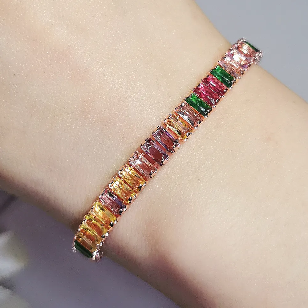 Strand 2024 Ankomst Färgglad 4mm Rose Gold Sier Color Tennis Armband Justerbart För Kvinnor Party Present Smycken Partihandel_voghion.com