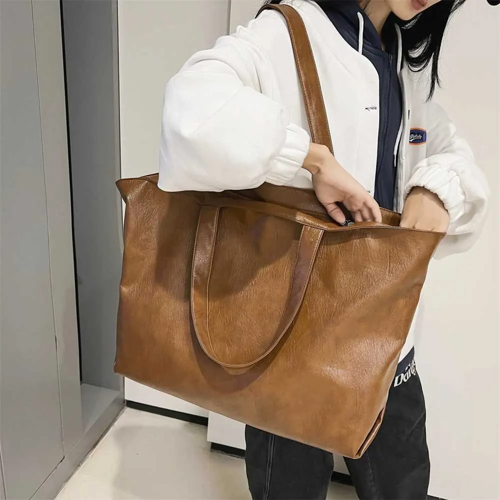 Oversized Tote Bag Women Lightweight Soft Leather Shoulder Bag_voghion.com