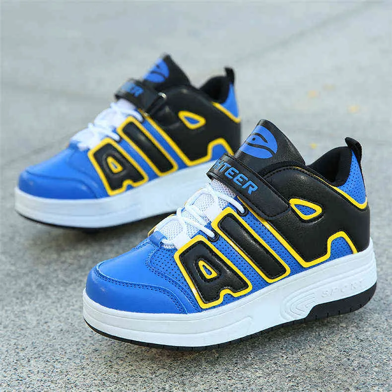 Chaussures de sport à roulettes avec deux roues pour enfants garçons filles mode tennis enfants garçon fille patinage roue sneaker_voghion.com