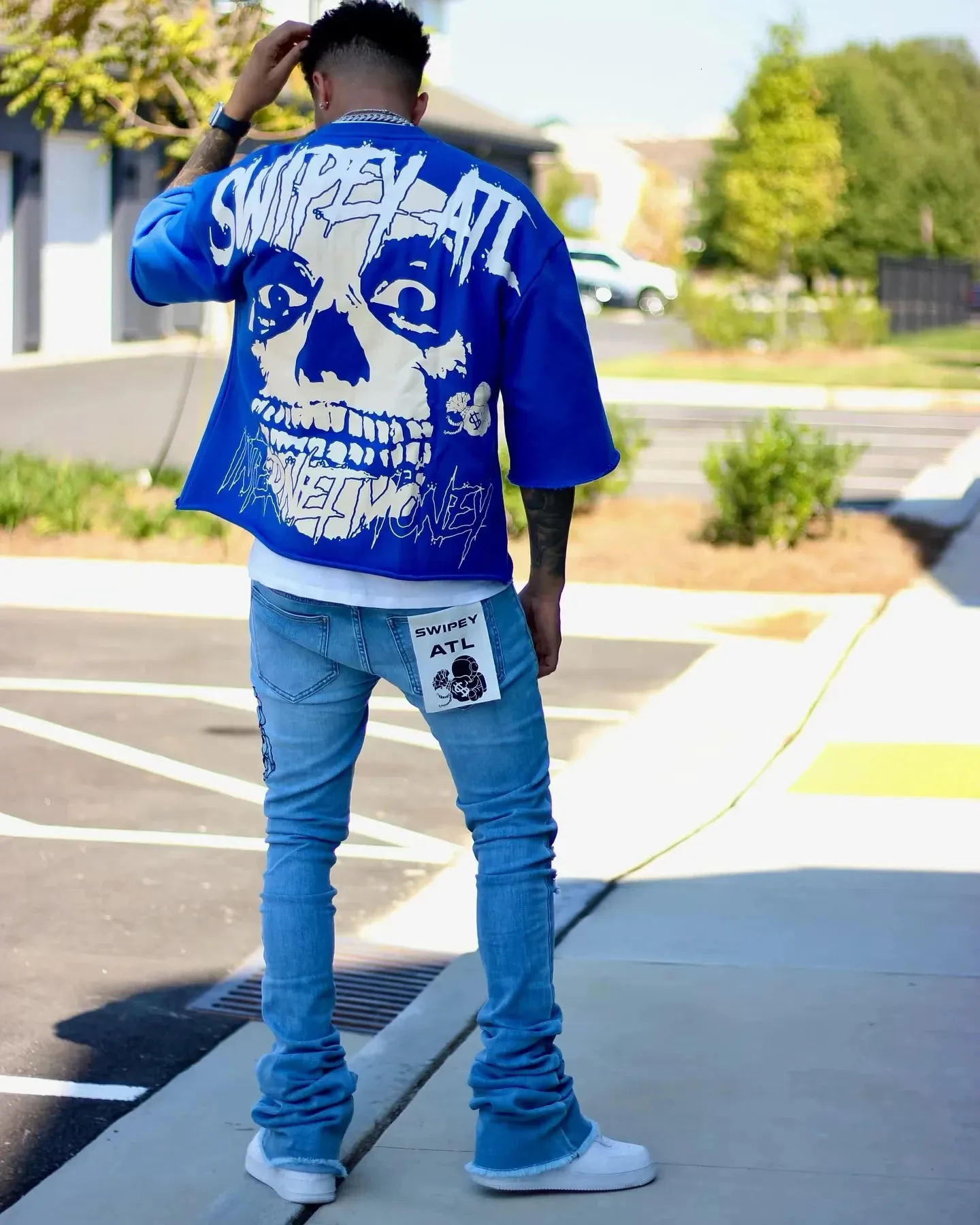 Y2K Vintage Gothic Skull Grafische Print T-shirt Heren Oversized Casual Puur Katoen Korte Mouw T-shirt Dames Cropped Top 250213_voghion.com