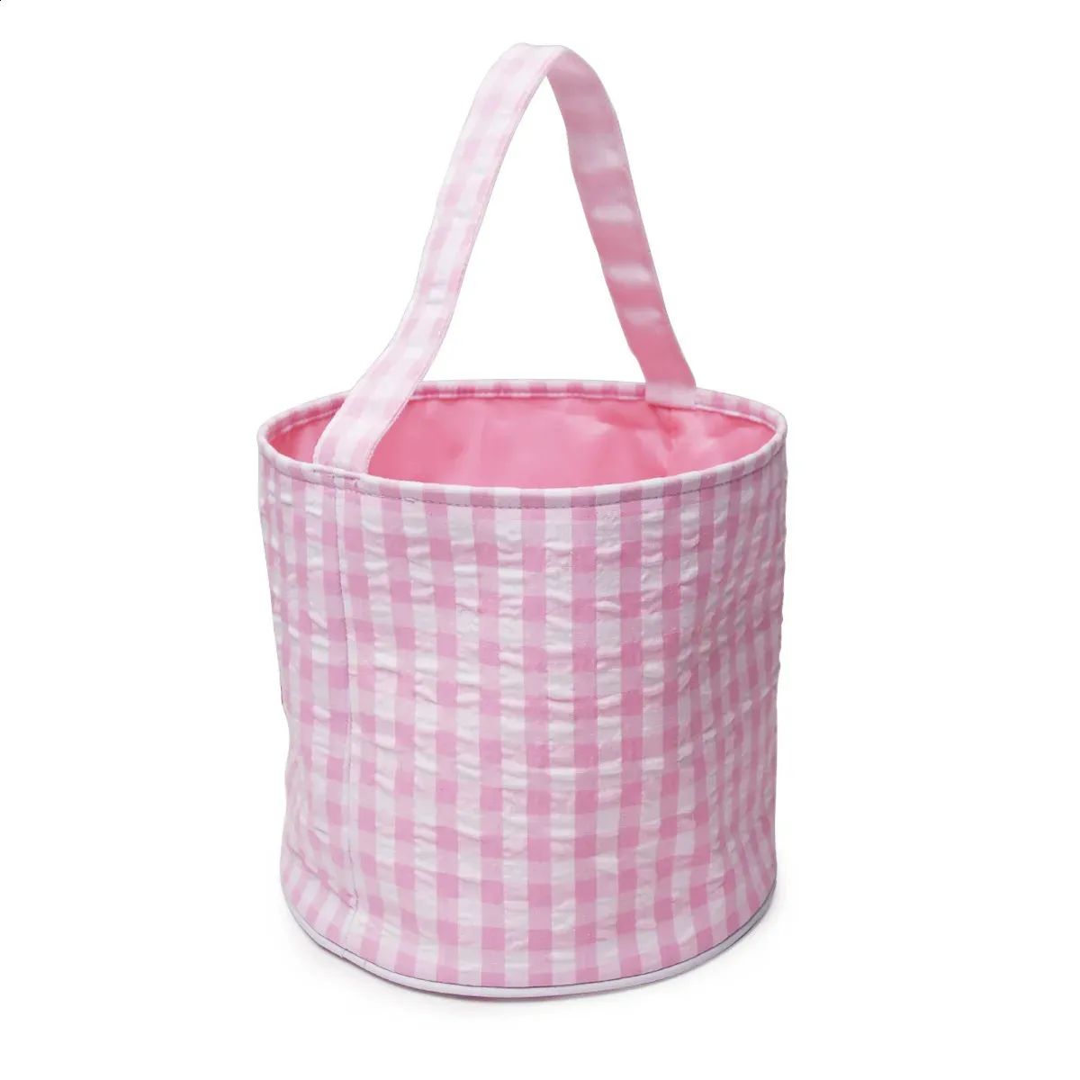 Personalized Baskets Custom Embroidered Name Basket Seersucker Monogram Easter Tote Candy Bag 240822_voghion.com