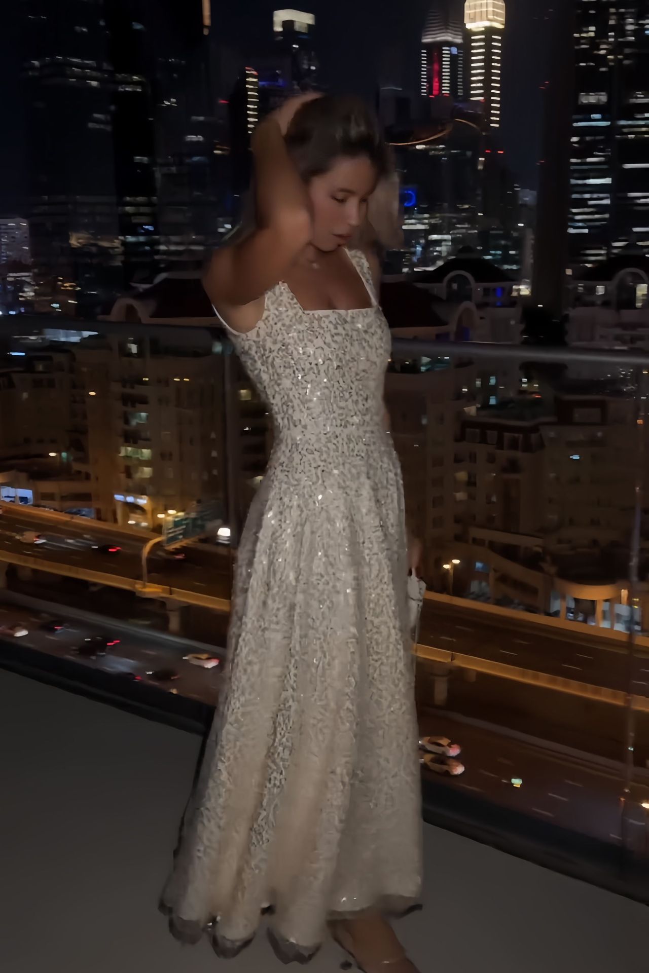 Kvinder talje talje sexet elegant lang nederdel gaze glitter slip kjole_voghion.com