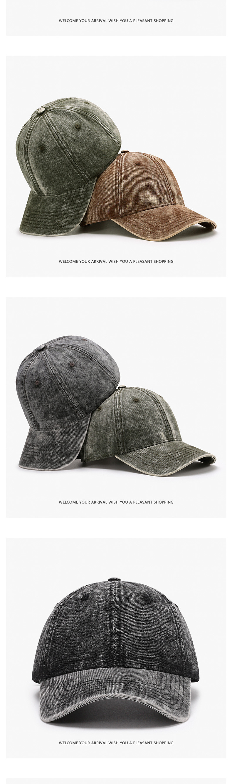American washed old baseball cap men's and women's retro soft top casual light plate black retro cap_voghion.com