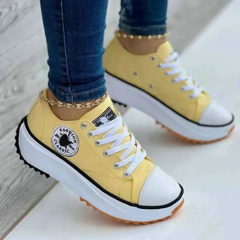 Spring New Low-cut Single Shoes For Women, Thick-soled Canvas Shoes, Available Now, Platform Soles, Large Sizes For Women, Sizes 35-43_voghion.com