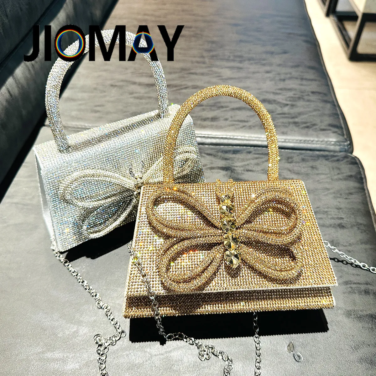 jiomay Golden Rhineste Tote Designer Handtaschen Elegante Geldbörsen für Frauen Shiny Menger Y2K Fi Umhängetasche s1OR #_voghion.com
