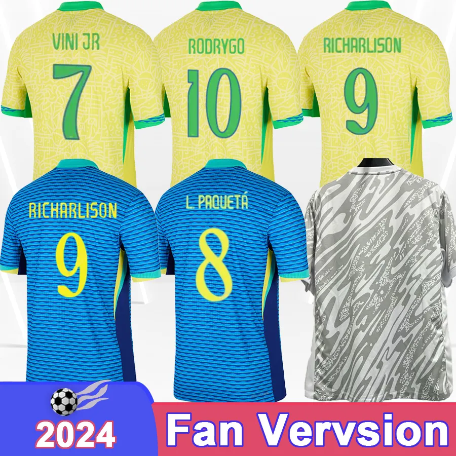 2024 BRAZIL DANILO férfi futballmez VINI JR RICHARLISON L.PAQUETA BREMER Hazai vendég kapus labdarúgó pólók Felnőtt_voghion.com