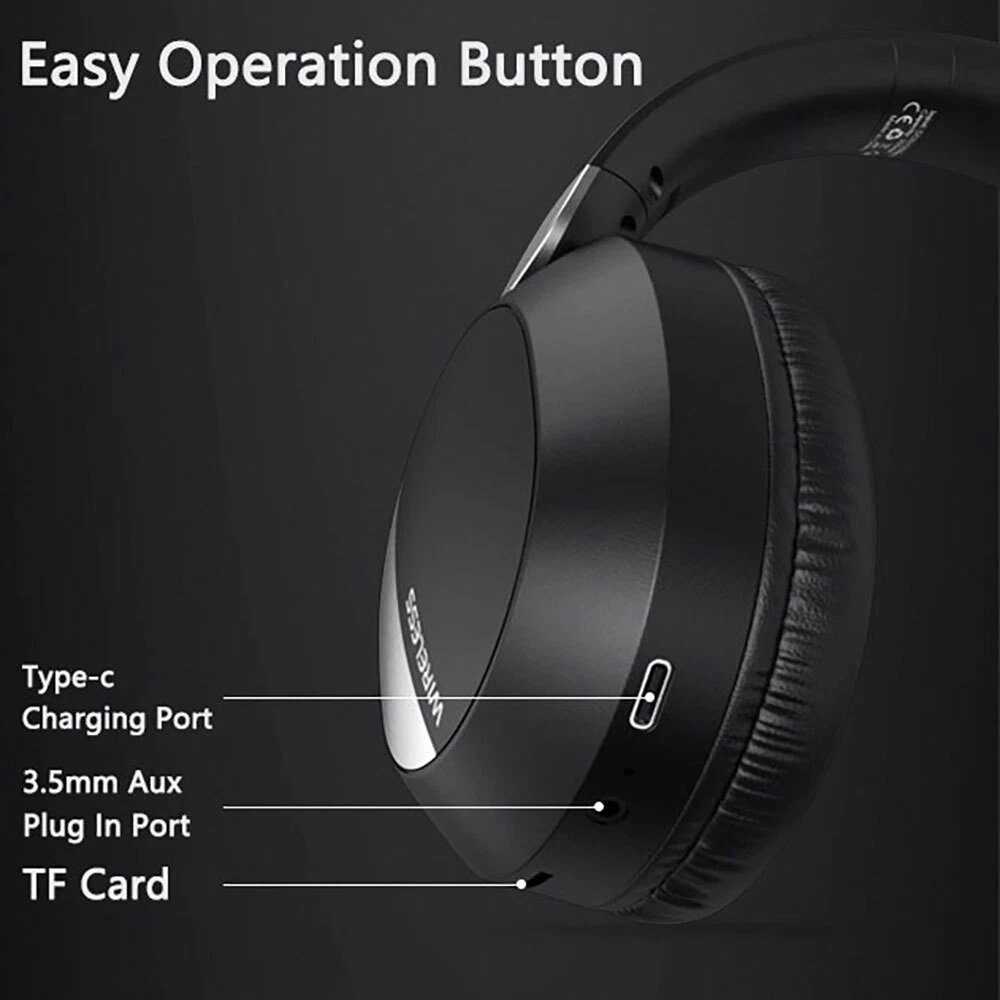 Wireless Bluetooth 5.3 Headphones Foldable Stereo Earphones Headset Mic Over-Ear_voghion.com