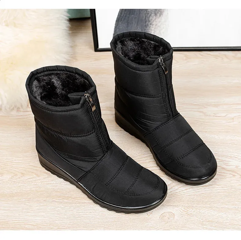 Platform Waterproof Snow Women Winter Thick Plush Ankle Boots Woman Non Slip Warm Cotton Padded Shoes Ladies 240820_voghion.com