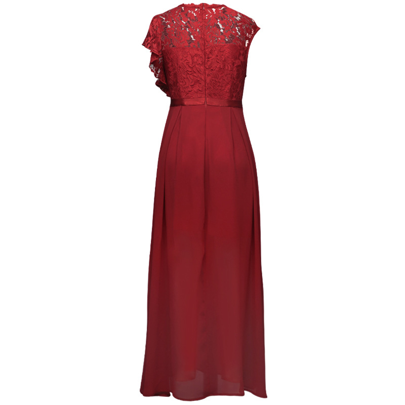Europäischer und amerikanischer heißer Stil, Abendkleid, Spitzenstil, hoher Taille, langer Rock_voghion.com
