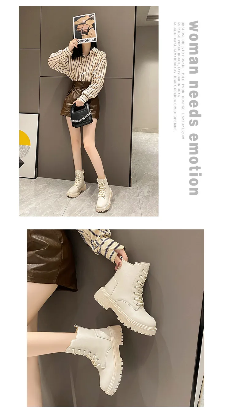 2024 Neue Designer-Martin-Stiefel für Damen, kostenloser Versand, dicker Boden mit erhöhter Höhe und zusätzlichem Veet, Schwarz/Weiß_voghion.com