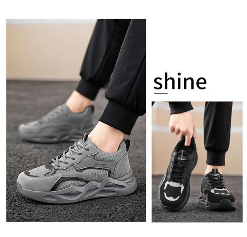 Spring New Breathable Labor Protection Men's Trendy And Versatile Thick Soled Anti Slip Sports Shoes, Casual Dad Shoes_voghion.com