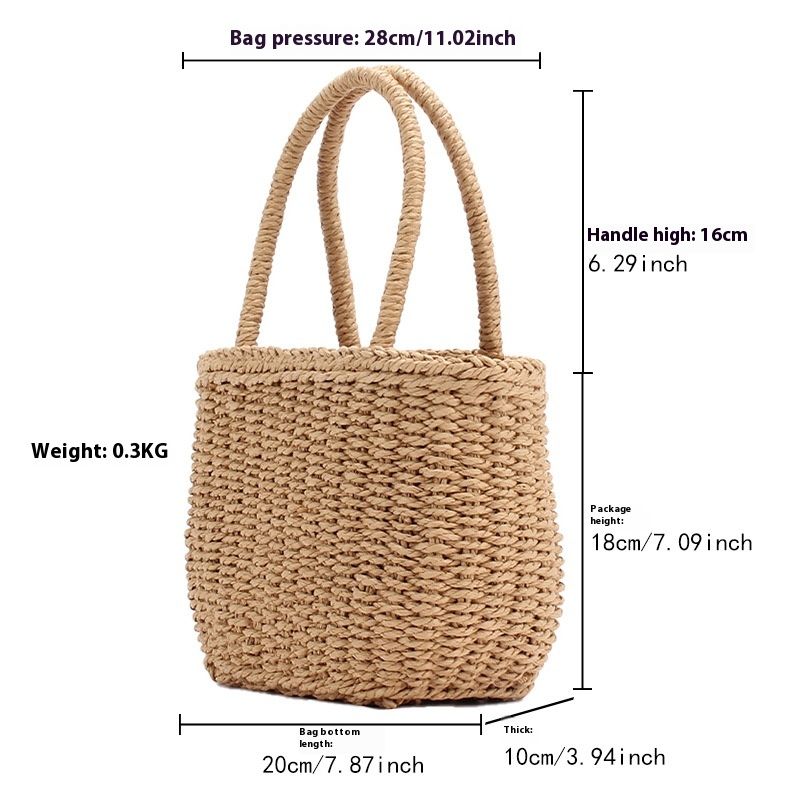 New Korean Handmade Grass Vacation Beach Woven Women's Casual Hand-held Small Bag_voghion.com