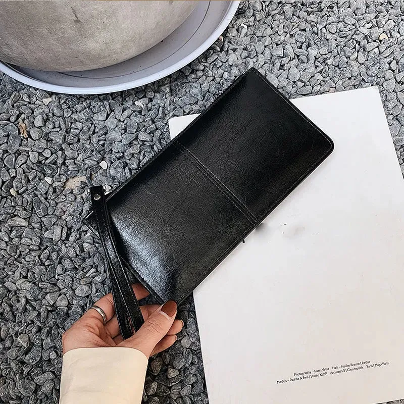 Yogodlns Fashion Solid Color Wallet Female PU Leather Handbag Long Zipper Clutch Card Holder Coin Purse Multi-layer_voghion.com