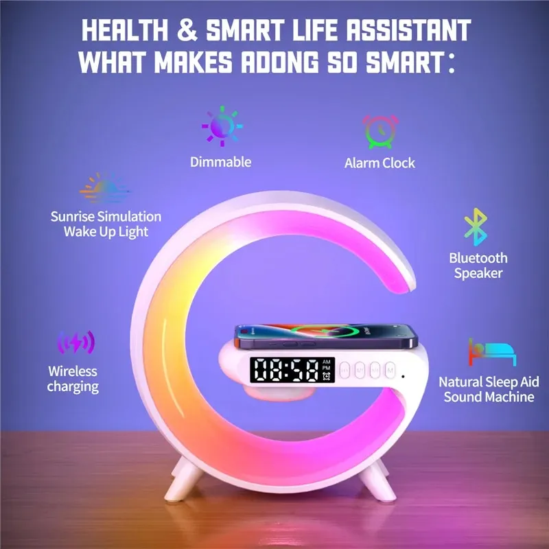 Mini Multifunction Wireless Charger Pad Stand Speaker TF RGB Night Light Fast Charging Station For IPhone Samsung Xiaomi_voghion.com
