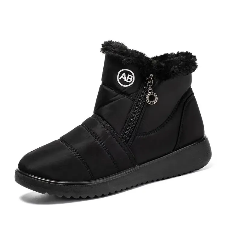 Womens Snow Boots Plush Warm Lightweight Zipper Ankle Boots_voghion.com