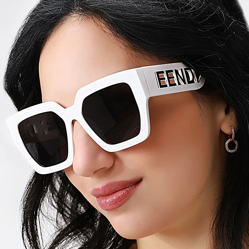 Brand Designer Women Sun Glasses  Trendy Oversized Square Men Sunglasses Retro Hollowed Letter Eyewear UV400 Goggles_voghion.com