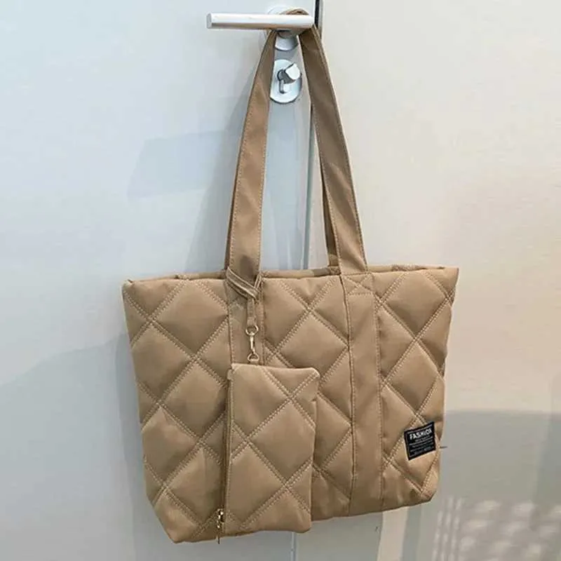 Borsa da donna autunno inverno moda spazio cotone tuta borsa a tracolla grande capacità tinta unita tutto-fiammifero shopping_voghion.com