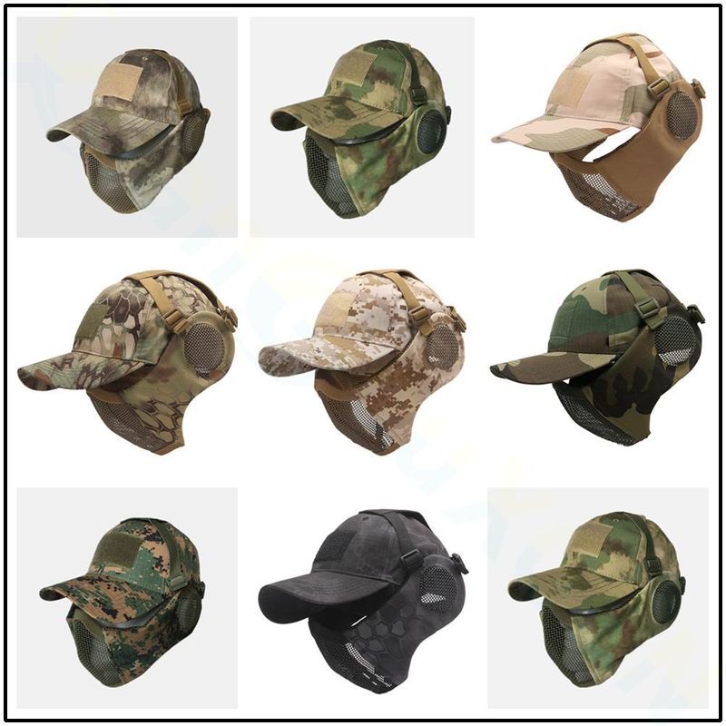 Taktikalised Airsoft Military Half Face Strike Metallvõrgust kaitsev pealuu mask ja müts kõrvakaitse jahitarvikud_voghion.com