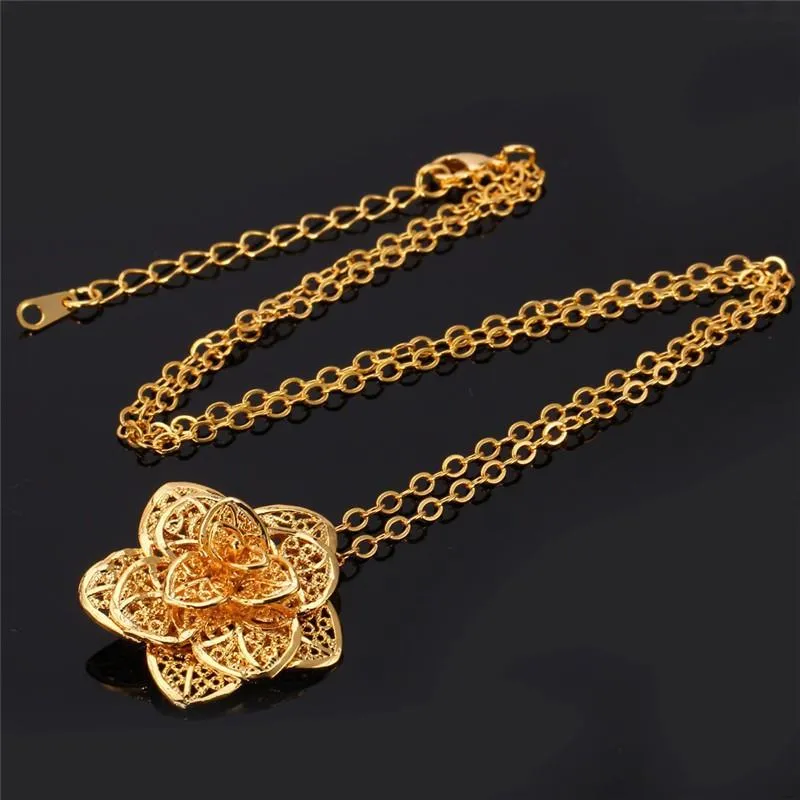 Collane con ciondolo floreale a forma di fiore cavo, collana girocollo in platino placcato in oro vero, catena a maglie per collare da donna_voghion.com