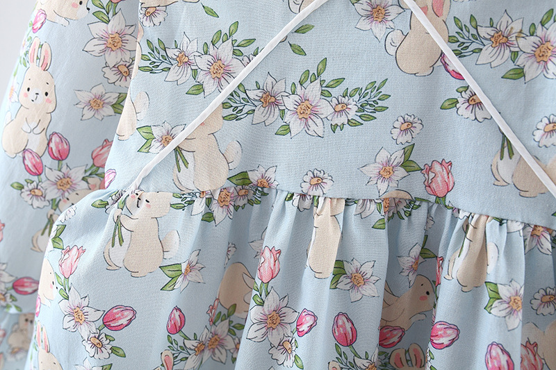 Autumn Baby Girl Dress Rabbit Print Long Sleeved Dress With Rabbit Ears Chinese Qipao Style Children's Clothing_voghion.com