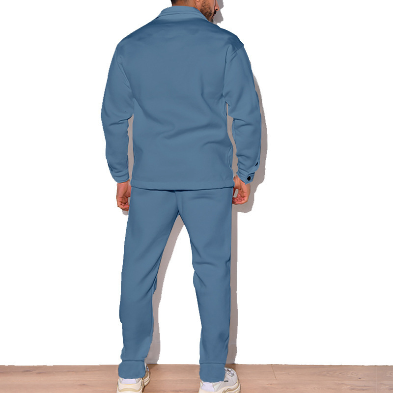 2024 Große Mode Trendy Herren Herbst Knopf Wildleder Casual Jacke Hose 2 Stück Set_voghion.com