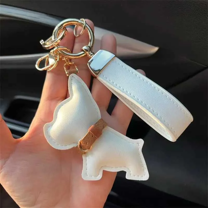 Porte-clés de voiture en cuir avec chiot bouledogue français, cadeau créatif, pendentif pour sac, décoration mignonne Y241121_voghion.com