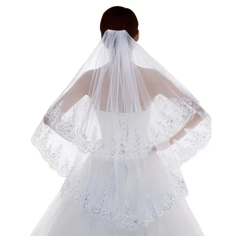 Gioielli per capelli da sposa, corti, a doppio strato, con pellicola lucida, accessori per foto, copricapo soffice da sposa_voghion.com