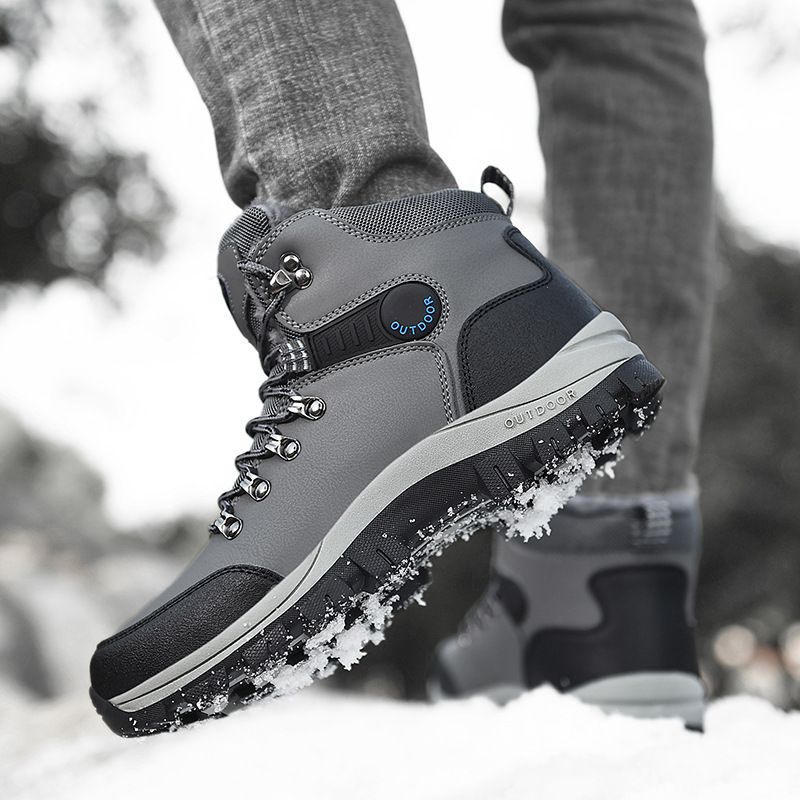Herrenschuhe mit Fleece verdickt warme Schneestiefel Outdoor Herren High Top Nordost Baumwollschuhe_voghion.com
