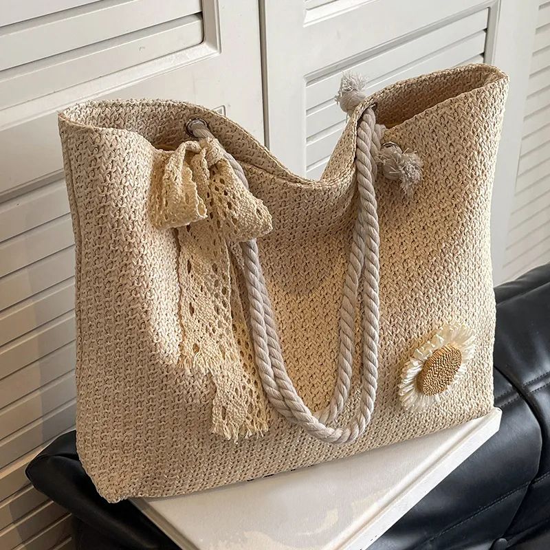 Elegante borsa a mano da donna con borsa web per l'Urlaub sulla spiaggia, piccola borsa con Henkel, alla moda_voghion.com
