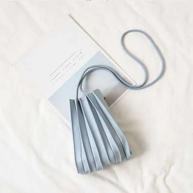 High Quality PU Mobile Phone Mini Pleated Single Shoulder Bag Durable Soft Crossbody Ba241214_voghion.com