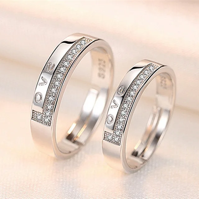 Neu Silber Überzogene Paar Ring Für Liebhaber Für Immer Endlose Liebe Herz Zirkon Offene Ringe Hochzeit_voghion.com