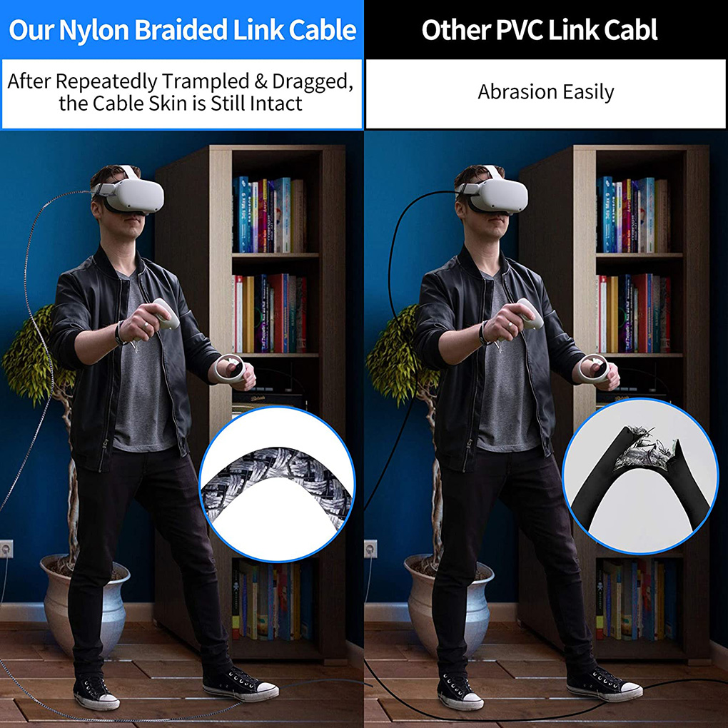 5M ladekabel datalinje for Oculus Quest 1/2 Link VR-headset USB 3.0 Type C dataoverføring Type-C til USB-A-kabel VR-tilbehør_voghion.com