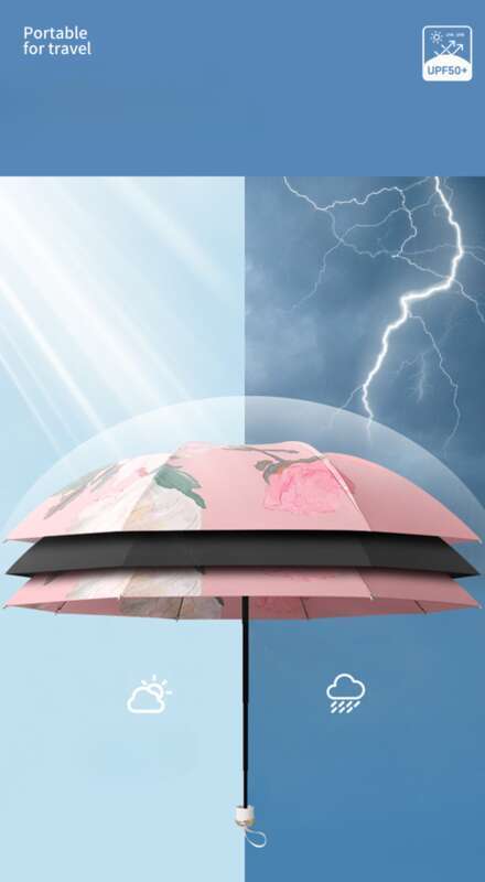 Zložljiva Premium Feel Free Bag Layer Double Flower Rain sončni dežnik za dvojno uporabo, ženska krema za sončenje in UV-zaščita_voghion.com