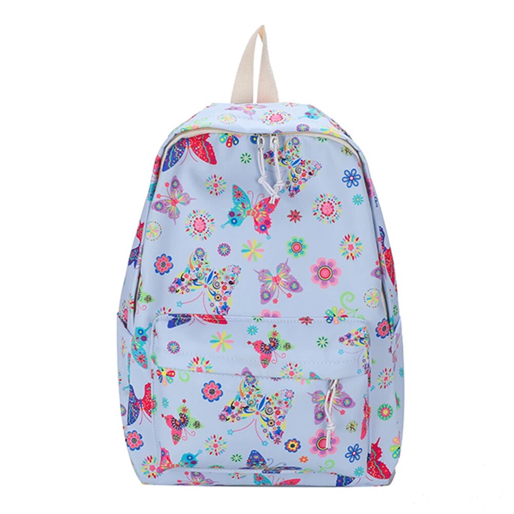 School for Girls Teens Women Laptop Knapsack Cute Butterfly Floral Backpack Nylon Large Student Book Bags 2023_voghion.com