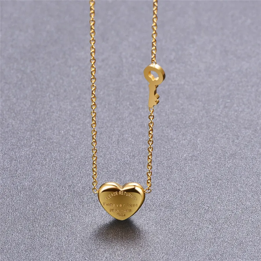 Top-Qualität Damen Designer Halskette klassischer Herz-Liebes-Anhänger Titan Stahl Modeschmuck_voghion.com